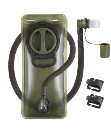 Hydration Bladder 2L Leakproof 2 Liter Water Reservoir BPA Free Military Green Water Storage Bladder Bag with Insulated Tube Hydration Backpack Replacement for Outdoor Hiking Camping Running Cycling 2 Liter hydration bladder (Green)