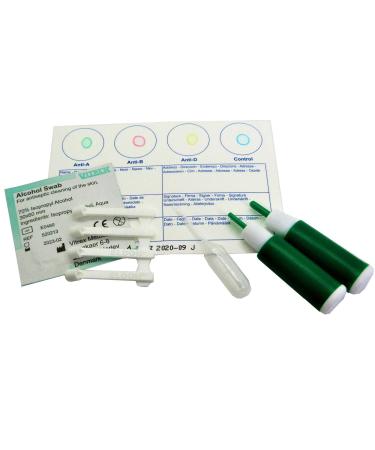 Blood Type Kit - Also Includes: 1 Eldoncard 1 lancet gauze alcohol wipe micropipette 2 Pack