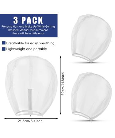 3-Piece Nylon Chiffon Makeup Protector Hood Set - Zipper Closure Face Cover for Beauty Weddings in White - Buy Online on GoSupps.com