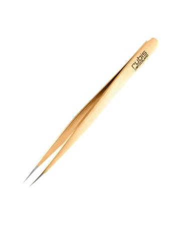 Rubis Stainless Steel Pointed Tweezers for Precise Eyebrows and Hair Removal  1K003  Made in Switzerland  Gold