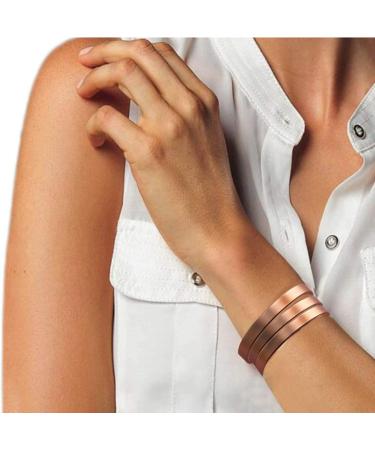 Pure Copper Bracelet for Arthritis Relief - Adjustable Bangle with Magnets for Joint Pain - Men and Women - 6.8 - Plain Design - Buy Online on GoSupps.com