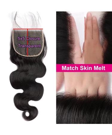 Maxine Hair 16 Inch Body Wave 5x5 Transparent Lace Closure Virgin Brazilian Human Hair Swiss Lace Closure with Baby Hair - Natural Color, 16 Inch HD Wig - Buy Online on GoSupps.com