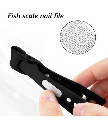 Ushine Nail Clippers Angled Head Nail Clippers Premium Stainless Steel Heavy Duty Toenail Clippers with Built-in Nail File for Kids Adult Seniors Thick Fingernail and Toenail-Black - Buy Online on GoSupps.com