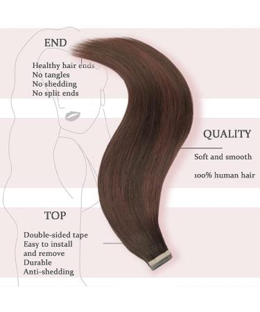 Buy Hotlulana Tape In Extensions - Real Hair Balayage Chocolate Brown with Dark Red Brown (#4/4/33) - 22 Inch 40pcs 100g Skin Weft - 100% Natural & Invisible - Buy Online on GoSupps.com