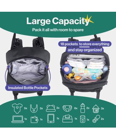 Shop BabbleRoo Baby Diaper Bag & Backpack - Stylish Casual Black Diaper Backpack for Moms | International Shipping Available - Buy Online on GoSupps.com