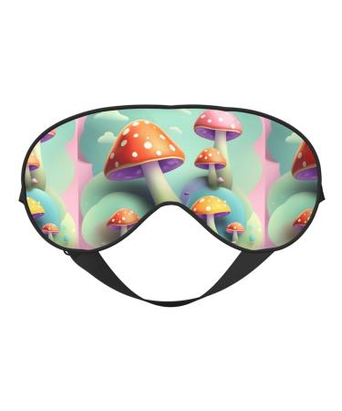 Dreamy Little Mushroom Unisex Elastic Adjustable Buckle Design Blackout Sleep Eye Mask for Home Travel Yoga Office Nap