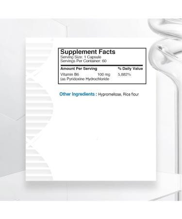 Biogenique Vitamin B6 100 mg - 60 Capsules B6 Pyridoxin - Supports Energy Production & Metabolism - 2 Months Supply Vitamin B6 Supplement Made in Canada Non-GMO Vegan - Buy Online on GoSupps.com