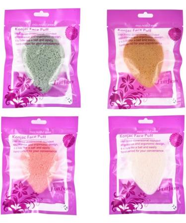 4 Pieces Konjac Facial Sponge Face Exfoliation Cleaning Sponge Natural Exfoliating Puff Scrub for Makeup Removal and Gentle Deep Pore Cleansing - Buy Online on GoSupps.com