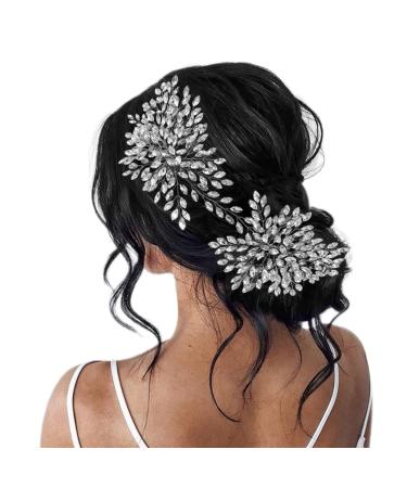 wedding hair piece Bridal Wedding Hair comb Wedding Headpiece for Bride Rhinestone Wedding Headband Crystal Hair Accessories for Women and Girls Silver
