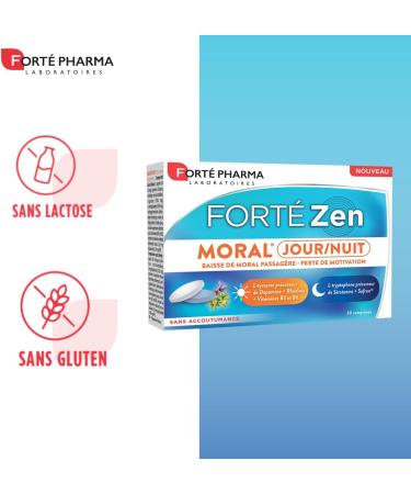 Fort Pharma - Fort Zen Moral Day Night - Moral and Motivation Dietary Supplement with Dopamine and Serotonin Precursors - L-Tyrosine Vitamin B6 Rhodiola Saffron - 30 tablets 2/day - Buy Online on GoSupps.com