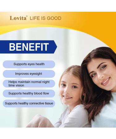High Strength Lovita Bilberry Extract Capsules - 6000mg Equivalent - 25% Anthocyanins - Eye Health & Support - 60ct - Buy Online on GoSupps.com