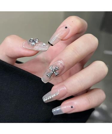 Nail Cross Charms 3D Heart Star Cross Gems - 60pcs Sliver Metal Punk Vintage Nail Art Supplies for Acrylic Nails - Buy Online on GoSupps.com