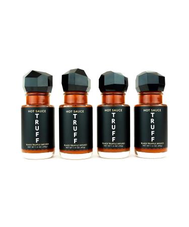 TRUFF Hot Sauce 4-Pack Mini Set, Portable Travel Bottles of Gourmet Hot Sauce, Black Truffle and Chili Peppers, Gift Idea for the Hot Sauce Fans, An Ultra Unique Flavor Experience (1.5 oz, 4 count)