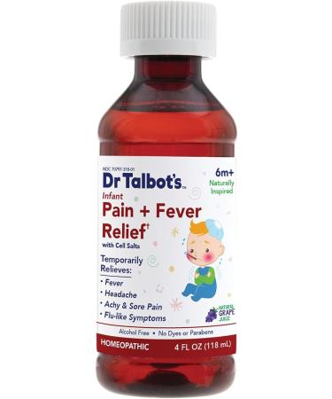 Dr. Talbot's Infant Pain and Fever Relief Liquid Medicine - 4 fl oz - 6+ Months - Grape Juice Flavor - No Alcohol Dyes or Parabens - Baby Essentials Infant Pain + Fever Relief - Buy Online on GoSupps.com