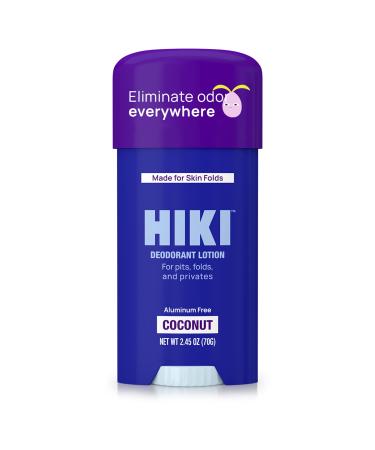 HIKI Whole Body Deodorant Cream for Underarms  Skin Folds + Private Parts Deodorant. Aluminum-Free  Talc Free  & Designed For Sensitive Skin -NEW FORMULA- (Coconut - 1 Pack) Coconut 2.45 Ounce (Pack of 1)