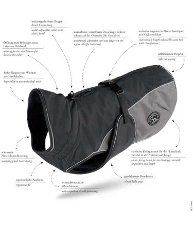HUNTER UPPSALA COZY Winter Dog Coat - Water-Repellent Reflective - Size 55 - Anthracite/Grey - Buy Online on GoSupps.com