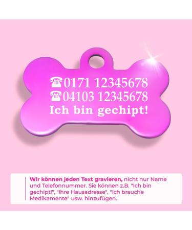 Ibera Gifts: Personalized Bone-Shaped Pet Pendants for Dogs & Cats - Custom Engraved Name Collar | Pink - Buy Online on GoSupps.com