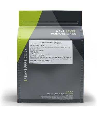 L-Ornithine 500mg Capsules | Pure No Fillers | Vegan (30) 30 count (Pack of 1) - Buy Online on GoSupps.com
