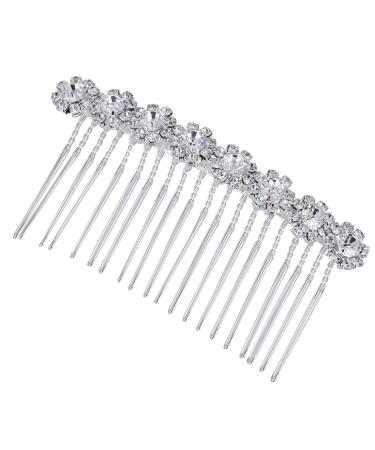 Zeayebsr Silver Rhinestone Hair Side Comb Flower Crystal Hair Clip Wedding Hair Comb Bridal Hair Comb French Women and Girls Hair Accessories