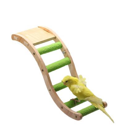 Bird Wooden Ladder Toy, Pet Parrots Climbing Bridge, Bird Chewing Toy, Wood Bird Perch Stand Bird Hanging Swing Cage Accessories, Play Platform for Budgerigar Parakeets Cockatiels Conures Finch Green