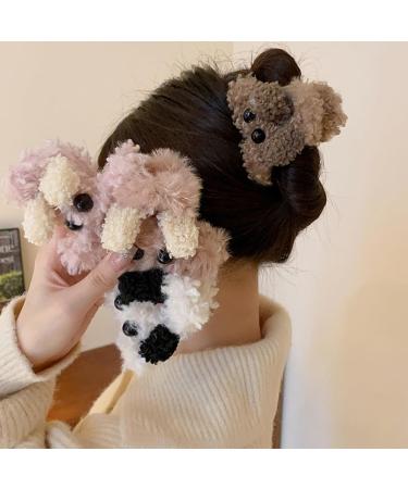 xbiez Harajuku Plush Dog Hair Claw for Girl Hair Claw Delicate Plush Dog Shape Hair Barrettes for Teenager Ponytail Decors White - Buy Online on GoSupps.com