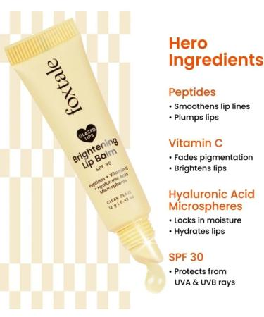 Fox.tale. Brightening Lip Balm SPF 30 Clear Glaze Peptides + Vitamin C + Hyaluronic Acid 12g - Buy Online on GoSupps.com