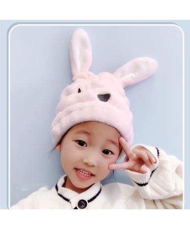2-Pack Cute Rabbit Microfiber Hair Towels - Quick Drying Soft Hair Turbans for Girls | Pink & White Bath Hats - Buy Online on GoSupps.com