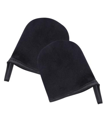 Lot de 2 Moufles Autobronzants Mini Taille S en Velours Noir Applicateurs R utilisables pour Mousse Autobronzante et Lotion pour Visage et Corps Usage Plage et Soin Bronzant