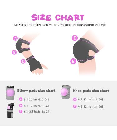 Kids Toddler Roller Skating Protective Gear Set - Knee Pads, Elbow Pads, Wrist Guards - Purple - Ages 4-13 - Buy Online on GoSupps.com