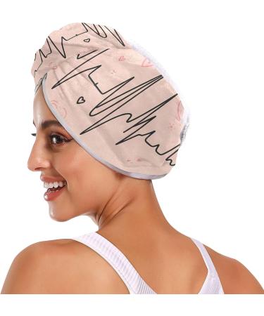 Super Absorbent Heart Rate Pink Hair Towel 2 Pack | Quick Dry Hair Turbans for Women & Girls - Buy Online on GoSupps.com