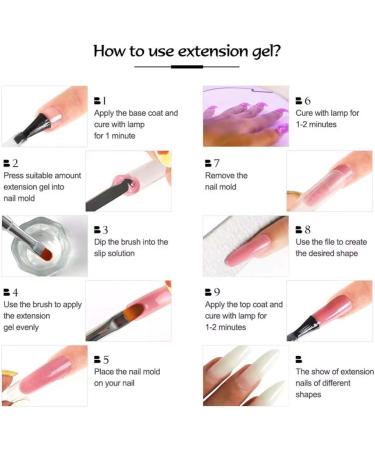 Poly Nail Gel Kit 7Polygel Builder Nail KIt with 7 colors UV gel 100 nail extension shapes mini UV lamps nail files brushes for nail manicure No Need Slip Solution DIY Nail Art at Home - Buy Online on GoSupps.com