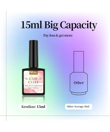 Kredioo Base Coat and Top Coat Gel Nail Polish 2 Pcs 15ML No Wipe Gel Top Coat Glossy Shine Finish for Soak Off UV Gel Polish Gel Base Coat for Builder Gel Natural Nails DIY Nail Art At Home Base Top Coat - Buy Online on GoSupps.com