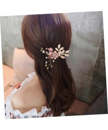 SKISUNO Rhinestone Hair Comb Hair Side Comb Bridal Headpiece Crystal Headpiece Gold Hair Comb Clip Crystal Hair Comb Wedding Hair Comb Jeweled Hair Combs Bride Pink Veil Korean Version - Buy Online on GoSupps.com
