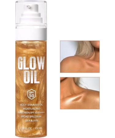  Mimoqk Body Glow Oil Sunscreen Body Solution Natural Skin Brightening Moisturizing Lotion with Spf50 Protection Lightweight Radiant Tanning Lubricant for Travel Beach Picnic Camping - Buy Online on GoSupps.com