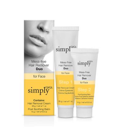 Simply GiGi Mess-Free Facial Hair Removal Cream and Soothing Balm Duo, For All Skin Types, 2-pc Mess-Free for Face