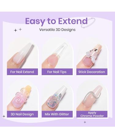  SUPWEE Solid Builder Gel 14g Pearl White 3D Nail Extension Kit Multifunctional with Chrome Powder and Silicone Pen for Home Manicure - Buy Online on GoSupps.com