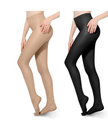 2 PCS Compression Pantyhose 20-30mmHg Tight Support Stockings Gradient Compression Closed Toe for Women Swelling Varicose Veins Edema L Mix Large (Pack of 2)