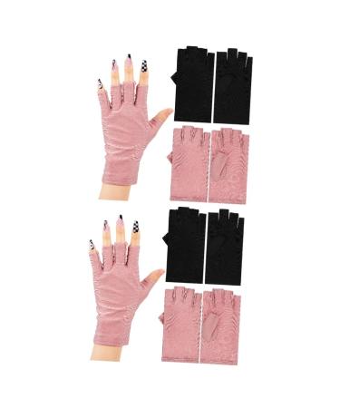 FRCOLOR 4 Pairs UV Gloves Nail Accessories Gel Nail Gloves Nail Art Accessory UV Radiation Gloves Fingerless Gloves for Anti-Gloves Nails Cotton Light Up Sun Protection