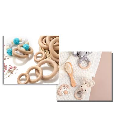 Garosa Wood Teething Rings - Set of 10 | Baby Teether Bracelet DIY Craft | Teething Relief Accessories for Infants | Wooden Pendant Connector - Buy Online on GoSupps.com