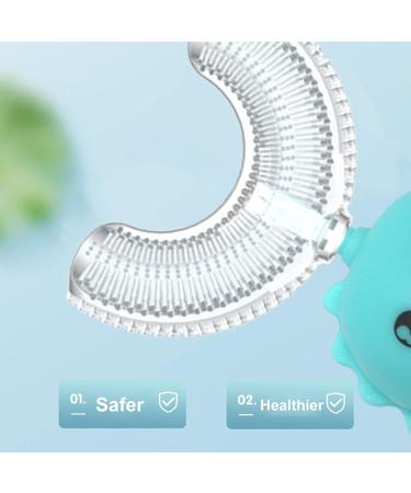 Kids U Shaped Toothbrush Cartoon Shape Silicone 360 Kids U-shaped Toothbrush Age 2-6 Manual Toothbrush for Home Pink/B - Buy Online on GoSupps.com