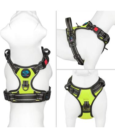 Phoepet Reflective Adjustable Dog Harness with Training Handle & ID Card - XS Green | Anti-Educational Easy Tightening - Buy Online on GoSupps.com