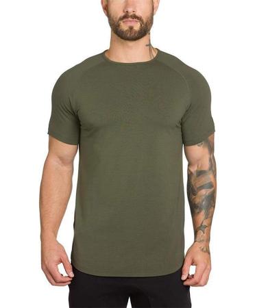 Men's Gym Workout Slim Fit Short Sleeve T-Shirt 2-Pack - Army Green & Black | Large - Buy Online on GoSupps.com