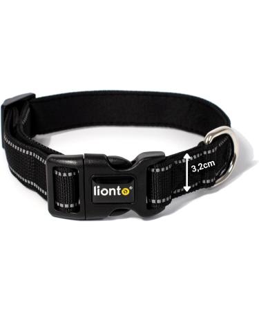Buy Lonto XL Dog Collar - Durable Nylon Soft Padded 360 Reflective Click Closure Metal Ring - Black - Buy Online on GoSupps.com
