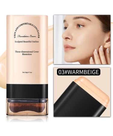 CARL Foundation stick with brush concealer primer stick with brush light clear foundation cream for mixed complexions 03 warm beige - Buy Online on GoSupps.com