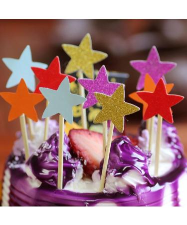 ccHuDE 100 Pcs Star Cupcake Toppers Mini Cake Star Sticks Little Star Cake Toppers Cupcake Party Picks Cake Decorations Picks - Buy Online on GoSupps.com