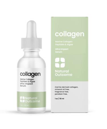 Collagen Serum For Face by Natural Outcome Skin Care - Ultra Impact Marine Collagen Peptides Serum for Face - Facial Moisturizer Anti Aging Serum Gel for Firming  Lifting and Reducing Wrinkles  1 oz