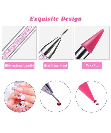 Sularpek Nail Rhinestone Picker Dotting Tool - Pink Acrylic Handle Dual End Pen for DIY Nail Art Decoration - Buy Online on GoSupps.com