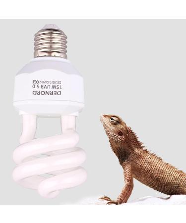 Dernord UVB & UVA Light Bulb 5.0 - 15W Compact UV Lamp for Lizards Geckos Turtles & Snakes - Ideal for Reptile Habitat - Buy Online on GoSupps.com