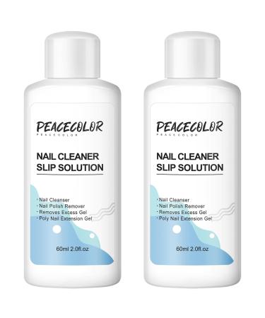 PEACECOLOR 60ML Slip Solution Cleanser Plus 2PC Set Professional for Poly Extension Nail Gel Builder Nail Gel Nail Tips & Extensions Home Salon DIY Nail Art Use Gifts for Women color 196