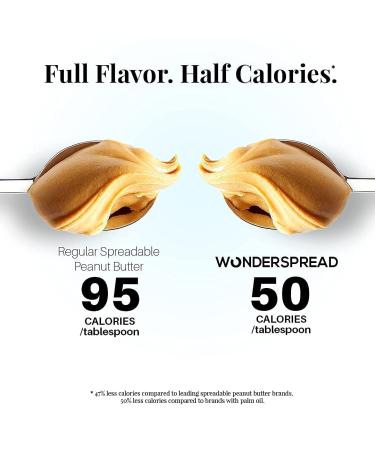 Wonderspread Half-Calorie Gourmet Peanut Butter - 100 Calories, 1g Net Carbs, No Palm Oil - 12 Oz - Buy Online on GoSupps.com